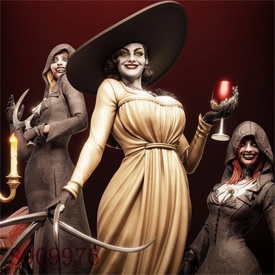 lady dimitrescu dress style 3D Printing Figure Unpainted Model Sculpture Blank Kit Statue lady dimitrescu black dress