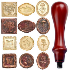 7Pcs Vintage Wax Stamp Seal Kit,Wax Seal Stamp Head and Wooden Handle,Butterflie