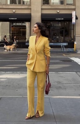 ZARA ZW COLLECTION FLARE PANTS WITH SIDE VENTS PASTEL YELLOW 2661/797