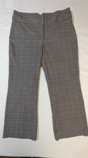 Vintage Dress Pants sz 14 Brown Plaid Straight Leg Career Retro 70's High Waist