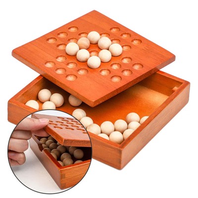 Klassisches Holz-Solitär-Brettspiel Single Noble Chess Jump Marbles für