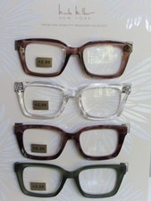 NICOLE MILLER 4-PACK Premium Quality SQUARE Reading Glasses Readers NEW