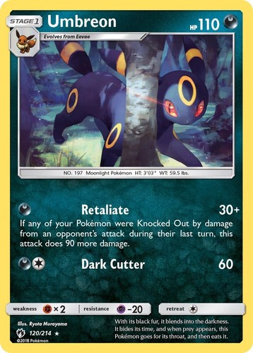 Reverse Holofoil - Umbreon - 120/214 - LP - SM - Lost Thunder