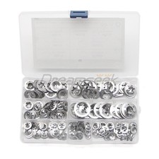 340Pcs Internal Tooth Star Lock Spring Quick Washer Push On Speed Nut Assortment
