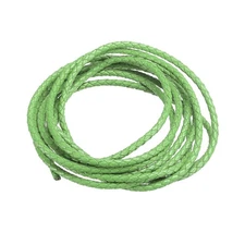 2.19 Yards 3mm Dia Leather Cord Braided String for DIY Crafts, Green