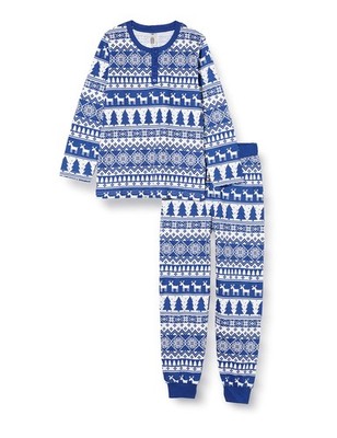 Mon P'Tit Dodo Jungen Weihnachten Pyjamaset Bg.Klaus.Py3, Blau/Weiß, 4 Jahre