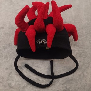 Vintage Mental Headgear Snowboard Ski Hat Spikes One Size Black Red Skiing 90s