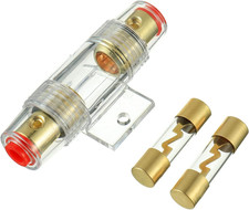 4-8 Gauge AWG In-Line 60A AGU Fuse Holder with 60 Amp AGU Fuses for Car Audio, A