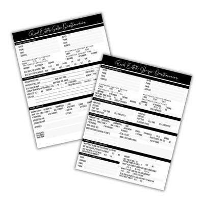 Real Estate Buyer Seller Questionnaire Agent Form 8.5x11 Inch 50 PCS Feedback
