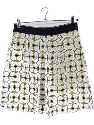 HOSS INTROPIA Glockenrock Damen Rock Gr. DE 42 weiß-schwarz-blassgelb