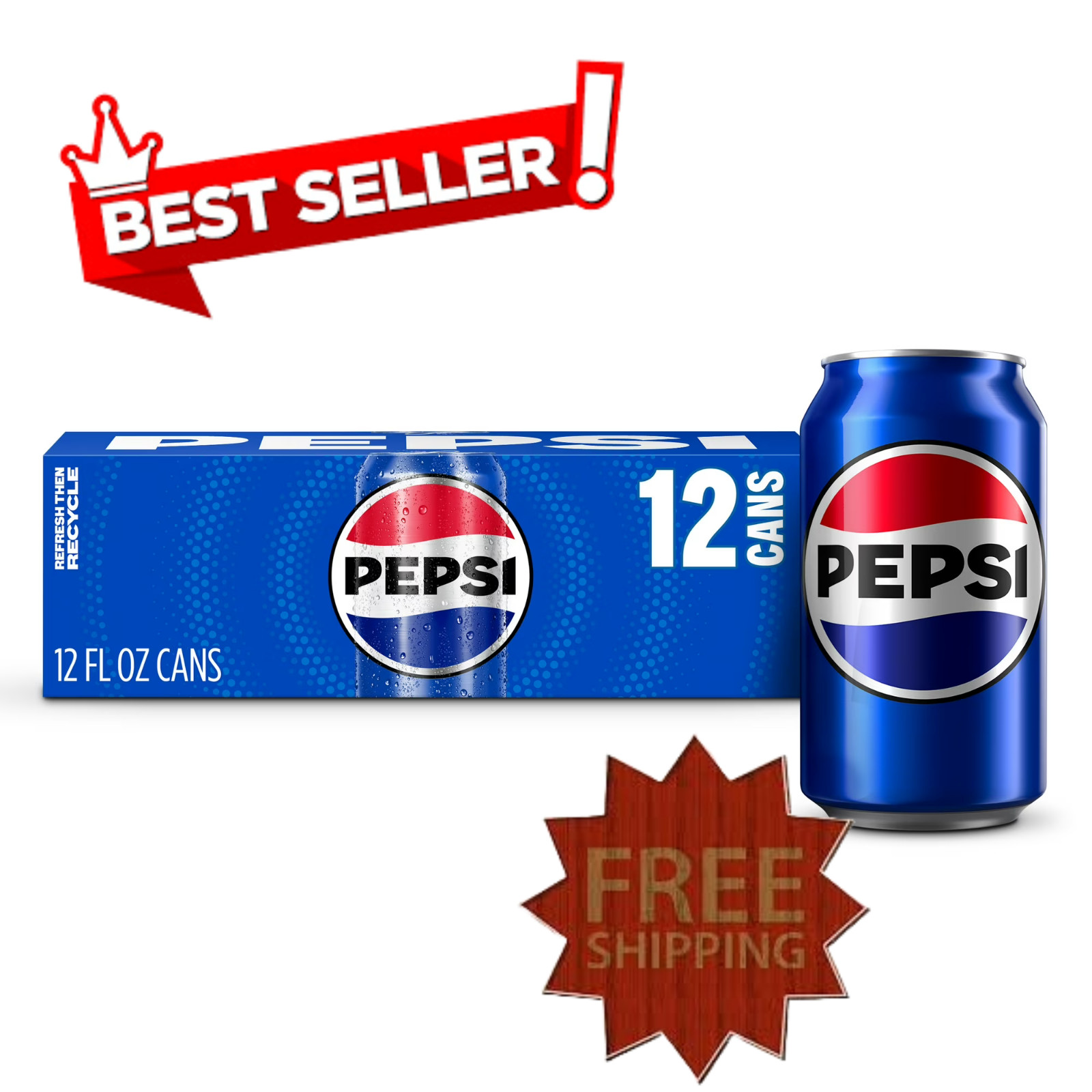 Pepsi Cola Soda Pop, 12 fl oz, 12 Pack Cans