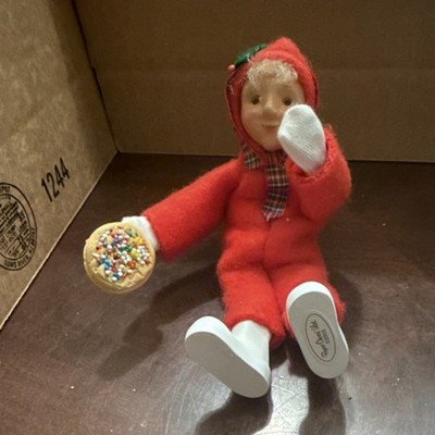 Annalee Cookie Figurine Red Outfit Christmas Hand Painted 6 in