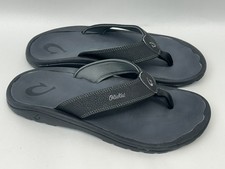 OluKai Men's Ohana Black Synthetic Flip-Flop Sandals Size 13