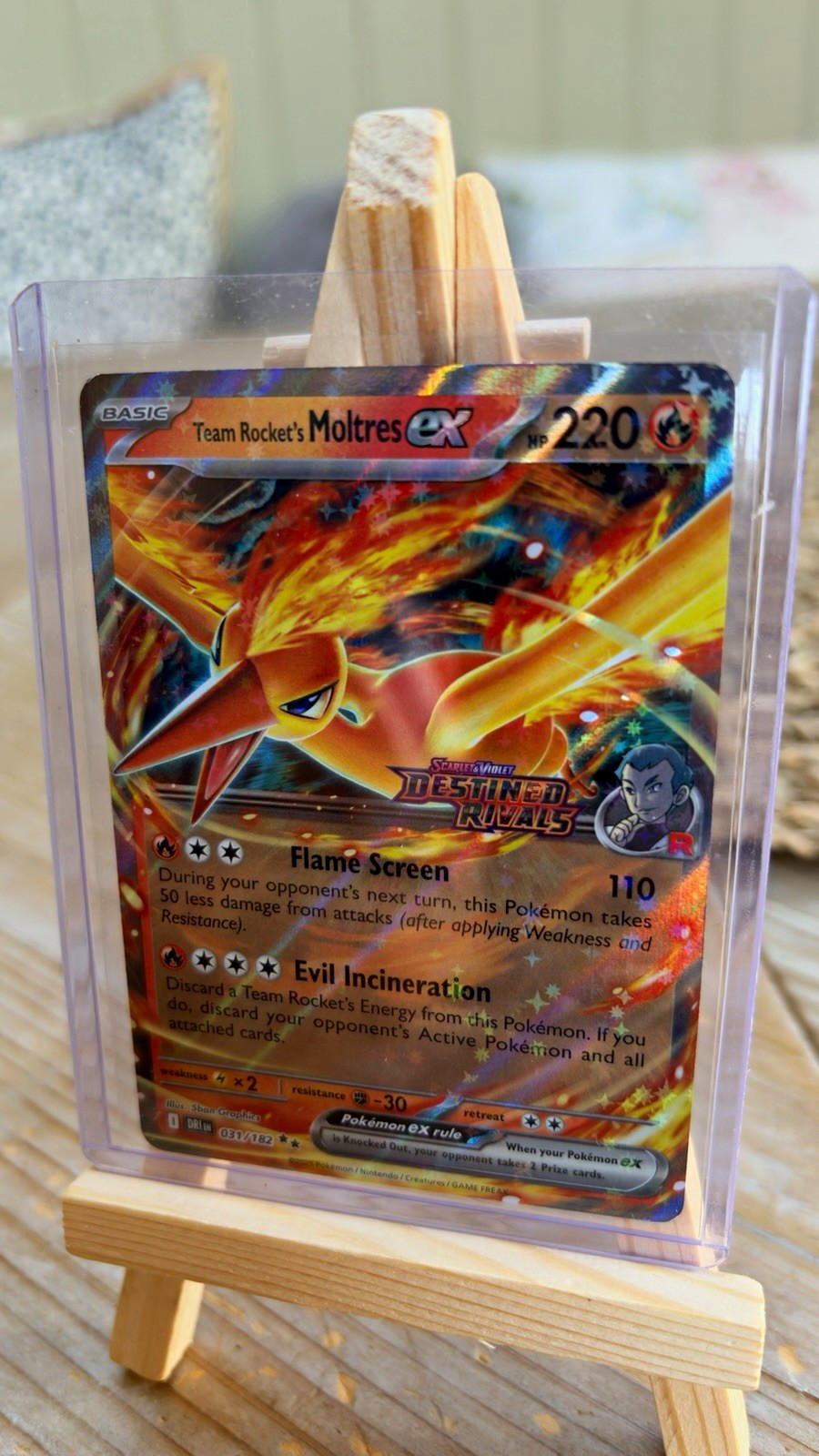 Team Rocket’s Moltres ex 031/182 Destined Rivals Stamped Promo Pokémon NM