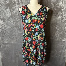 Old Navy Dress Womens Small Petite Mini Floral Sleeveless V Neck Keyhole Back