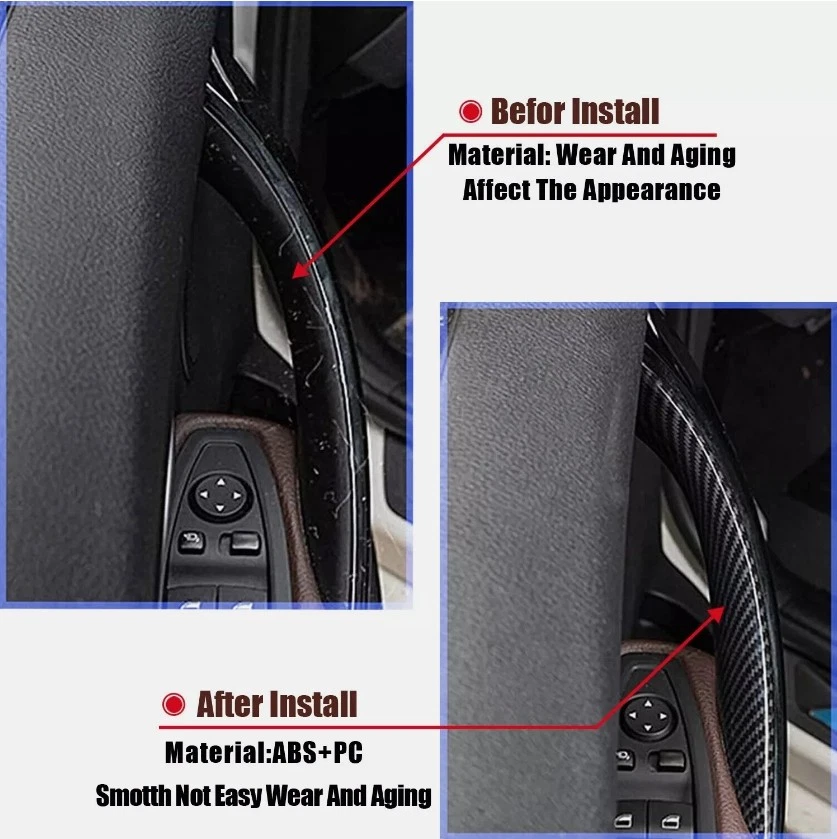 Cubierta de manija de puerta interior de fibra de carbono para BMW F30 F32 F35 328i 428i Foto 3 de 4