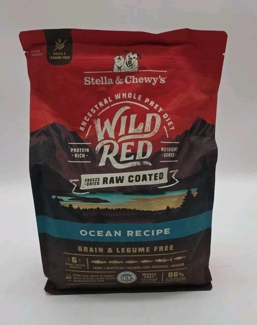 Stella Chewy Wild Red Dry Dog Food Raw Coated Ocean Recipe 3.5Lb Exp 3/27