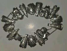 Varsity Cheerleading Charm Bracelet Megaphone Pompom Fan Jewelry Sport