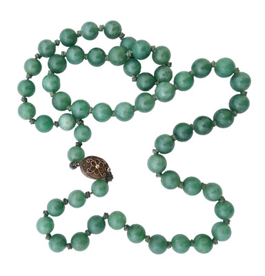 ALTE HALSKETTE 1950 CHINA CHINESISCH SILBER UND JADE VINTAGE