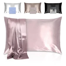 (Pink) 100% Mulberry Silk Pillowcase 22 Momme Queen with Zipper Luxury Soft