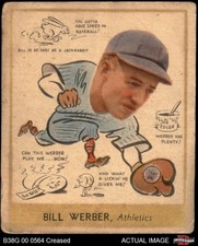 1938 Goudey Heads Up Billy Werber #259 / #283 Athletics MINOR VARIATION 3 - VG