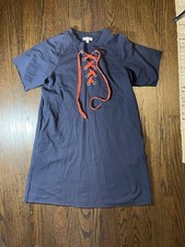 UMGEE Blue Short Sleeve Lace Up Shirt Dress Small