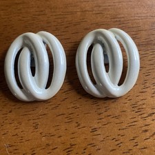 Bluette Ivory Tone Enamel Shoe Clips, Intertwined Design vintage