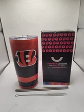 Cincinnati Bengals NFL 20oz Black Tumbler Cup Mug Logo Brands New With Straw 