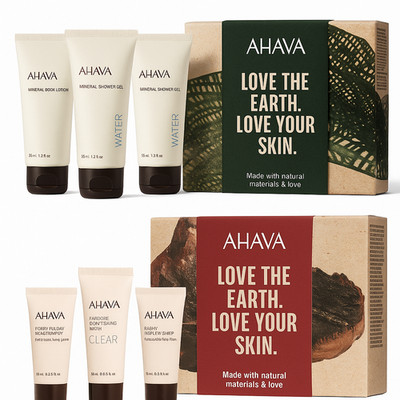 2 Box Sets AHAVA Revitalizing + Replenished Gift Sets - 6 Travel Size Tubes