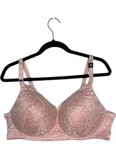 Torrid Curve Bra 40D Pink Wireless Push-up Plunge Lace 360 Back Smoothing New