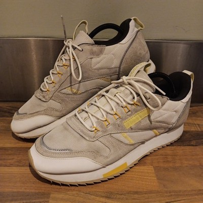 Reebok Classic Leather Ripple Sneaker Herren Größe UK9 EUR43 Grau Gelb Gebraucht
