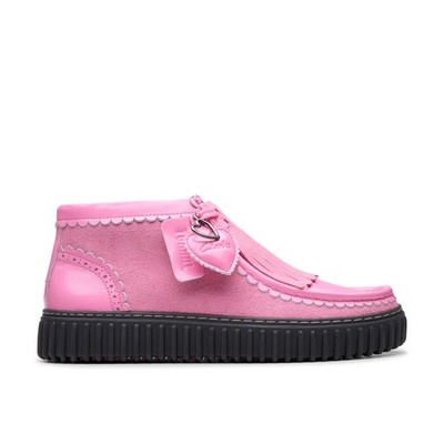 Clarks Mens Torhill Heart Pink Leather Casual  Boots Shoes