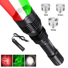 800Yards Red/Green/White Light LED Flashlight Hunting Torch Coyote Hog Varmint