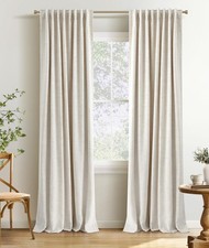 100 Blackout Curtains 84 Inches Long 2 Panels Set, Back Tab/Rod Pocket Linen...