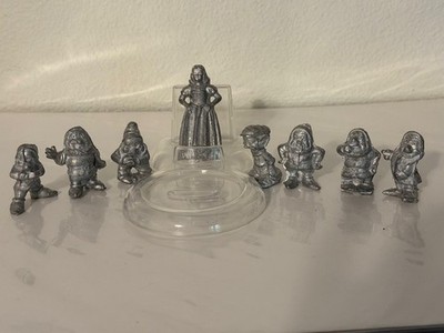 Disney Snow White and Seven Dwarfs Pewter Metal Figurines Complete Set