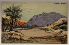 A Bright Sunset, Orsoni Process, Hand-Colored Postcard