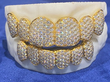 Real Moissanite 6 Top 6 Bottom Grillz Iced Out 18k Gold Plated Vvs Shine Real Moissanite 6 Top 6 Bottom Grillz Iced Out 18k Gold Plated Vvs Shine
