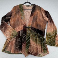 Chicos Silk Burnout Velvet Kimono Jacket Size 2 Whimsygoth BohemianFrog Closure