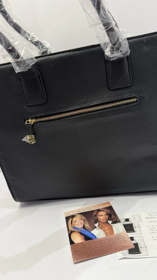 Nuevo bolso de mano de cuero negro JOY & IMAN con bolsillos organizadores Foto 4 de 4