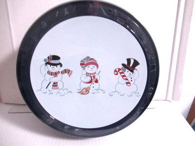 Holiday Time Plastic Cookie Tins Lot Of 2  Snowman Multicolored 7'' Sealed