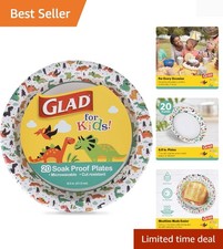 Soak-Proof Dinosaur Plates for Kids - Heavy Duty Disposable 8.5 Inch 20 Count 