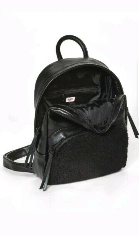 Women's Faux Leather and Faux Fur MINI Backpack  Mossimo Supply Co Black  - Image 3 of 4