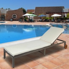 Clearance Sale Outsunny Outdoor Rattan Lounger Adjustable Wicker Chaise Lounge