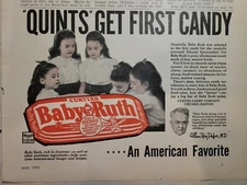 1941 Curtiss Baby Ruth Candy bar quints quintuplets get first candy vintage ad