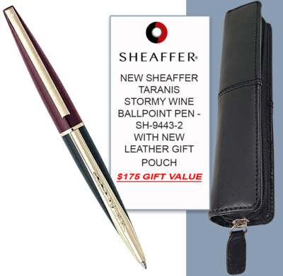 Sheaffer Taranis Stormy Wine Ballpoint Pen & Leather Pouch