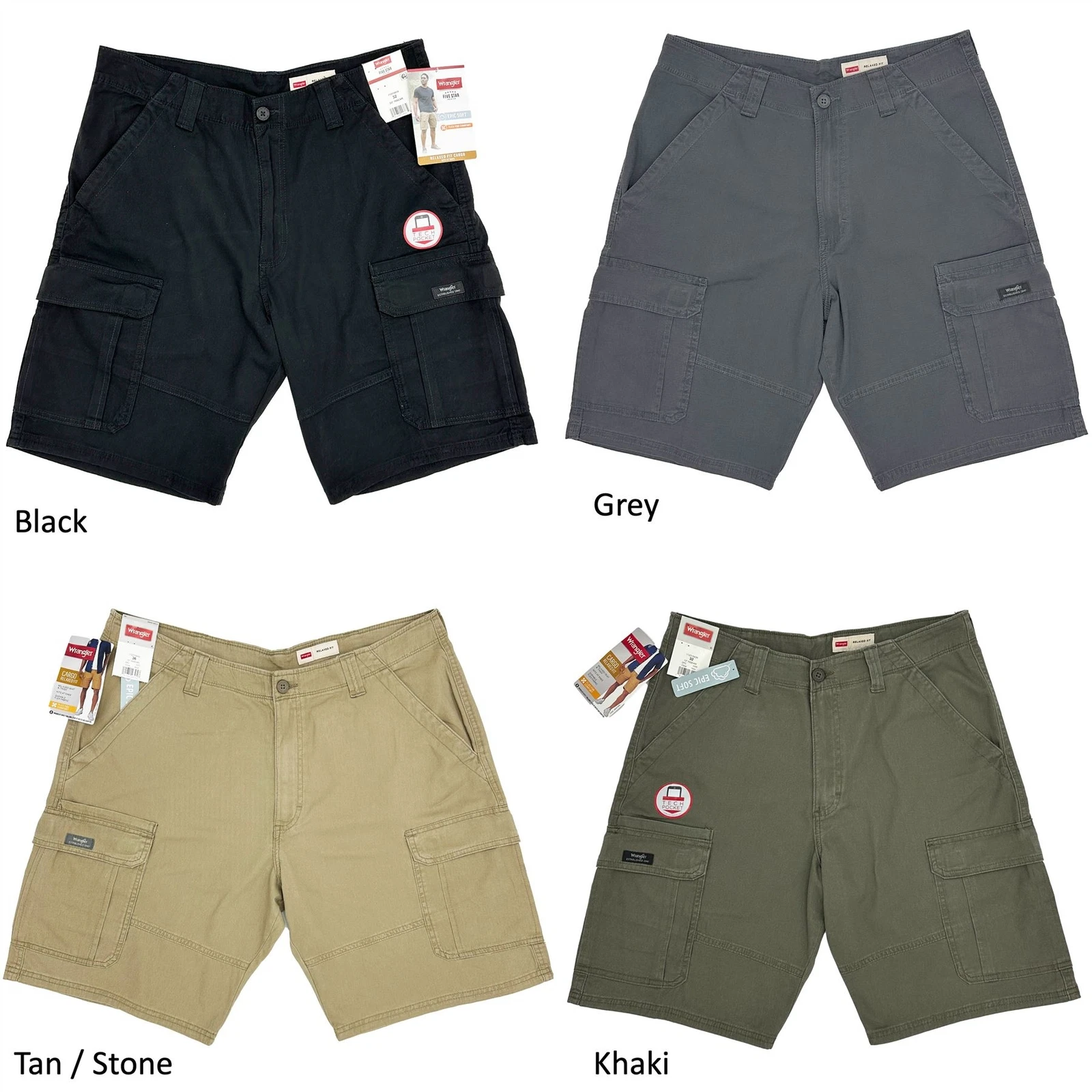 Wrangler Mens Cargo Shorts Cotton Mix Relaxed Fit Belt Loops Pockets Zip Soft
Opens in a new window