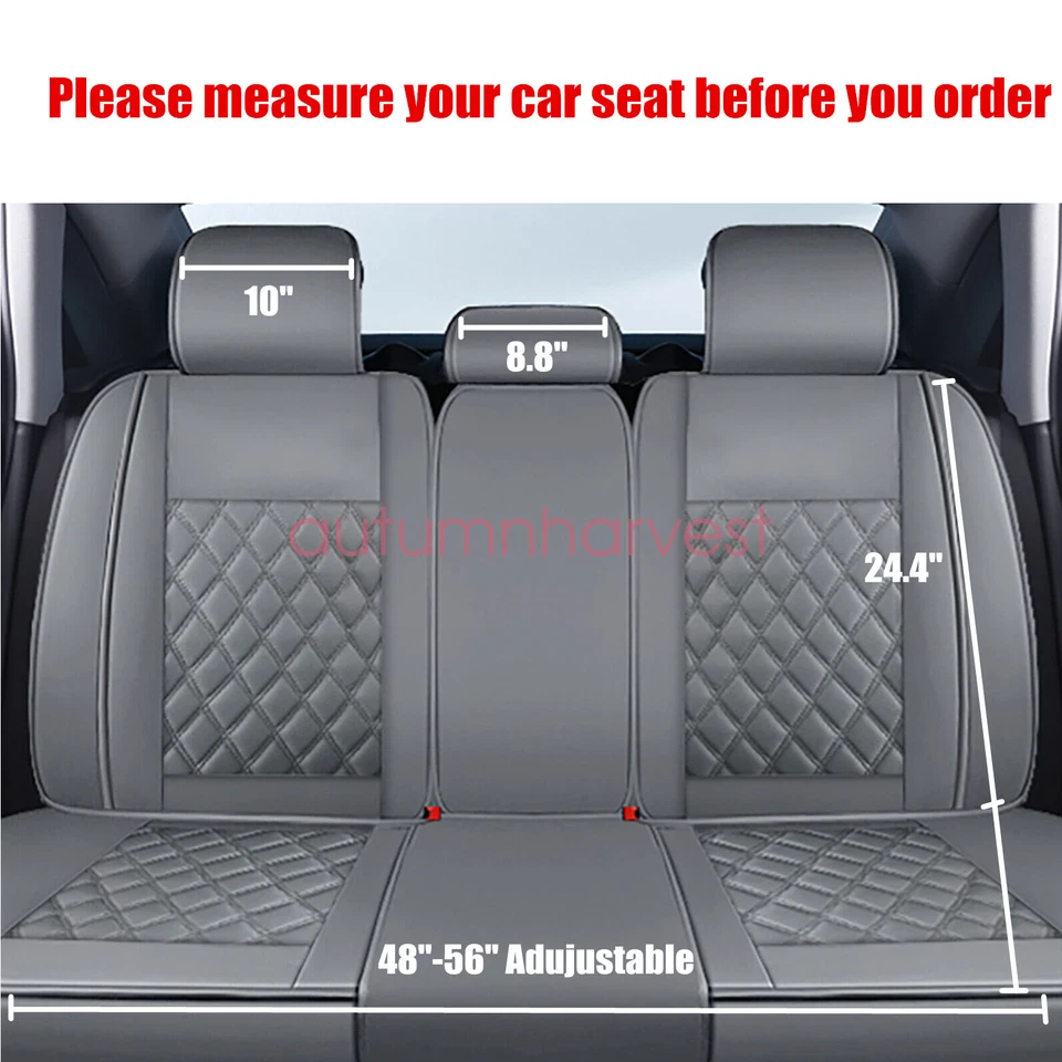 Juego completo de 5 fundas de asiento de cuero PU gris protector de cojín para Honda CR-V Foto 3 de 4