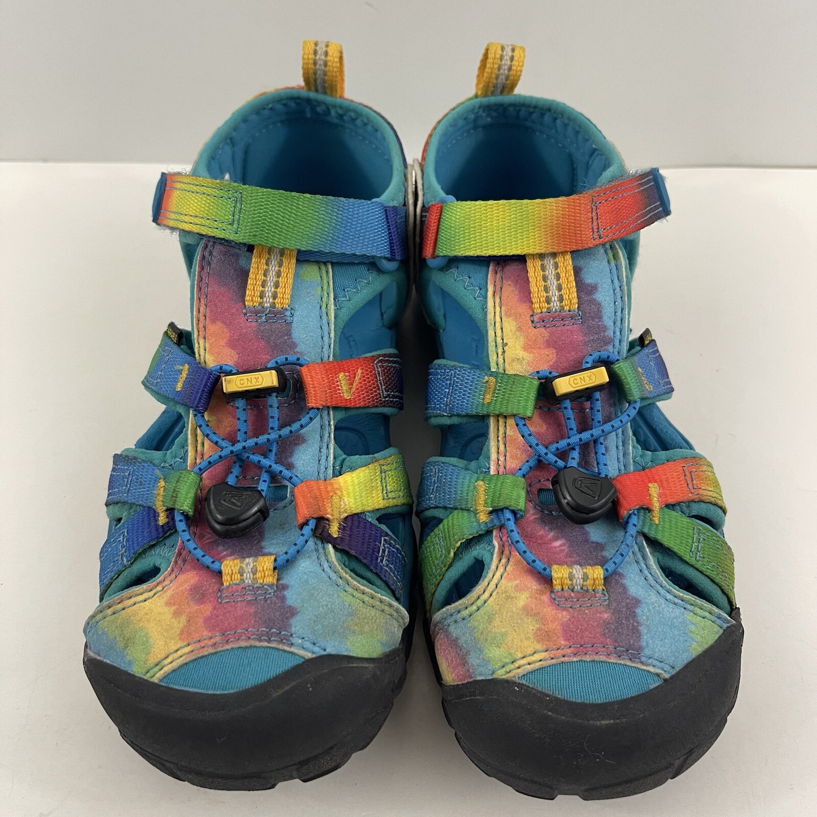 Scarpe sandali KEEN Newport H2 taglia 3 impermeabili grandi bambini tintura cravatta arcobaleno