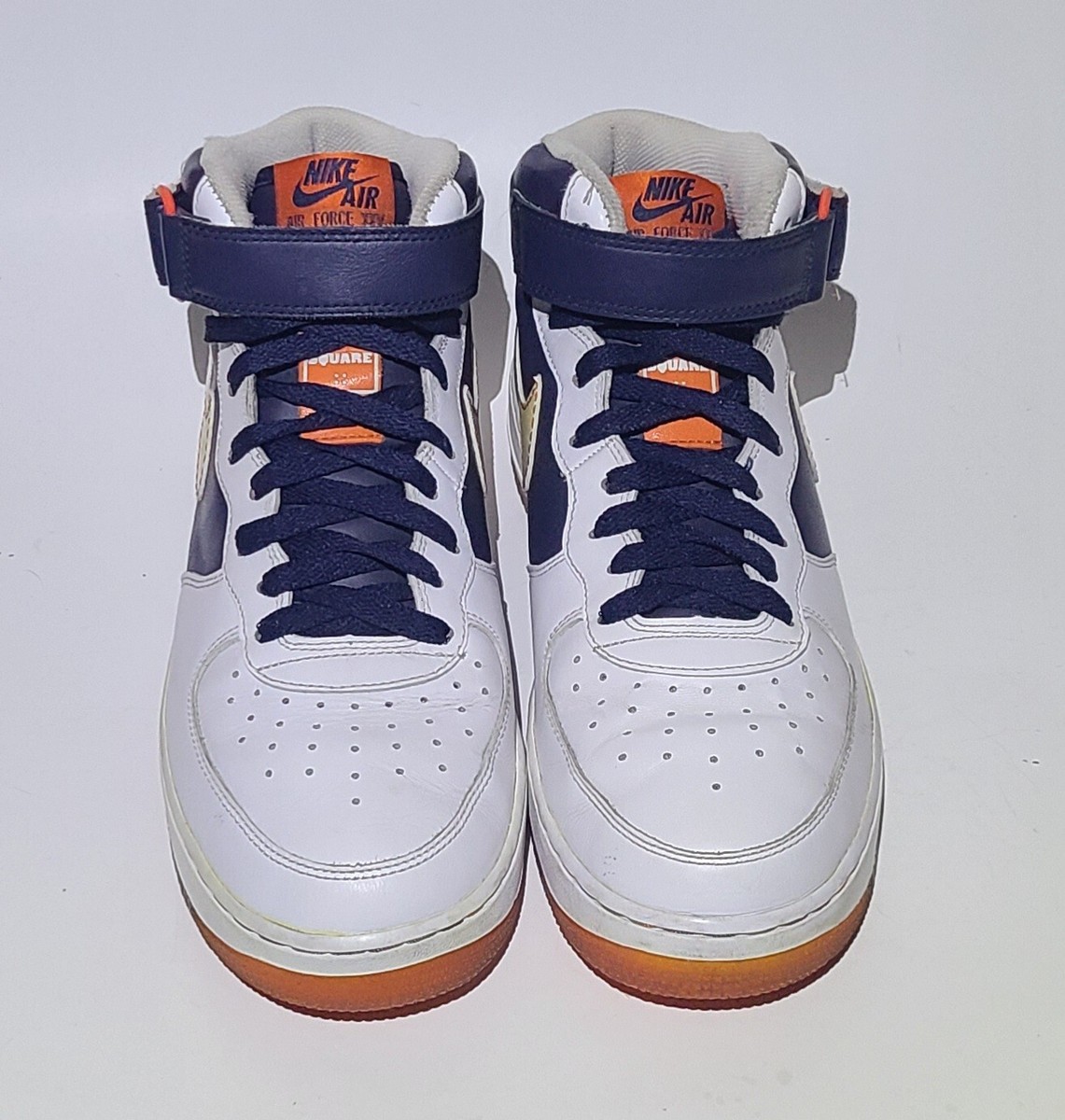 Size 10 Mens Nike Air Force Mid '07 Orange Blaze/Navy Blue