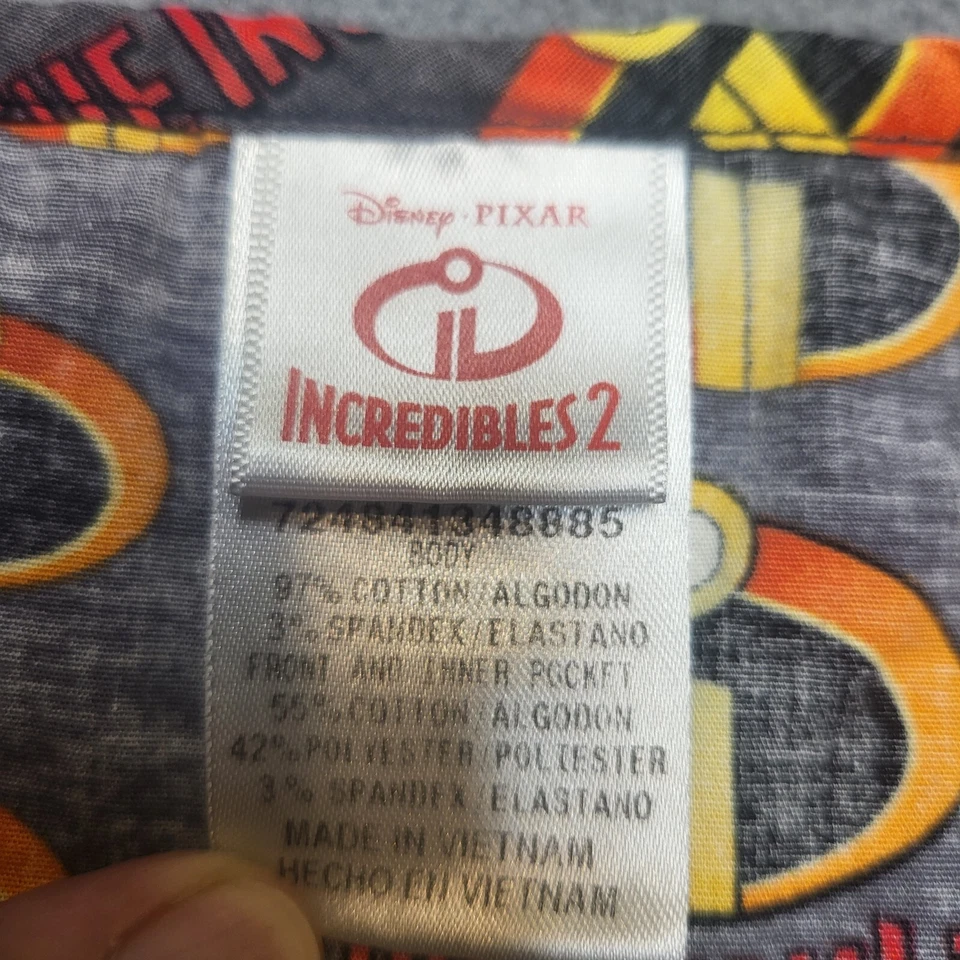 Incredibles 2 Scrubs Shirt Womens S Short Sleeve Nursing Medical - Image 2 of 4